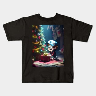 Unveiling Enigmatic Holiday Magic: Gravity Falls Christmas Art for Iconic Festive Designs! Kids T-Shirt